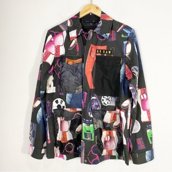 G-Star RAW Rovic Field Jacket Allover Printed Sustainability Artsy Novelty - Picture 4 of 16